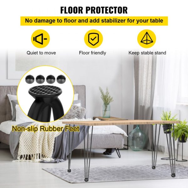Hairpin Steel Table Legs 24 Black Set of 4 880lbs Total Load Capacity Carbon Steel DIY Heavy Duty Furniture Legs for Chairs Tables - Image 5
