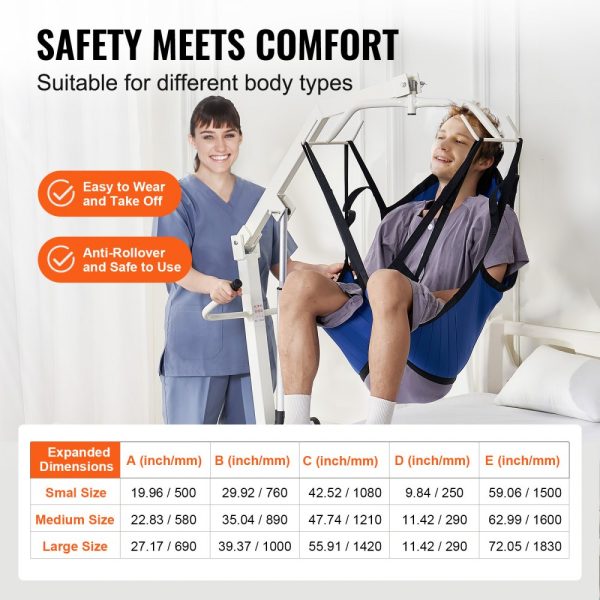 Patient Lift Sling with Head Support Small-Size U Shape Divided Leg Sling - Image 6
