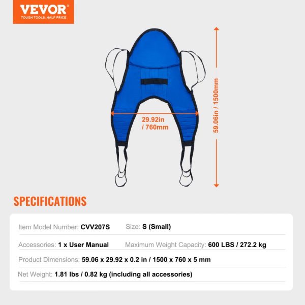 Patient Lift Sling with Head Support Small-Size U Shape Divided Leg Sling - Image 7