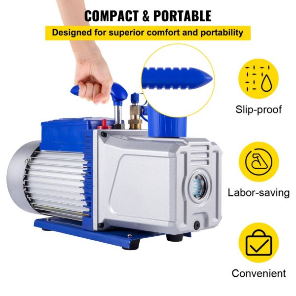 High Performance 12CFM 1HP Two-Stage Vane Vacuum Pump for Auto HVAC AC Refrigerant Evacuation - Image 6