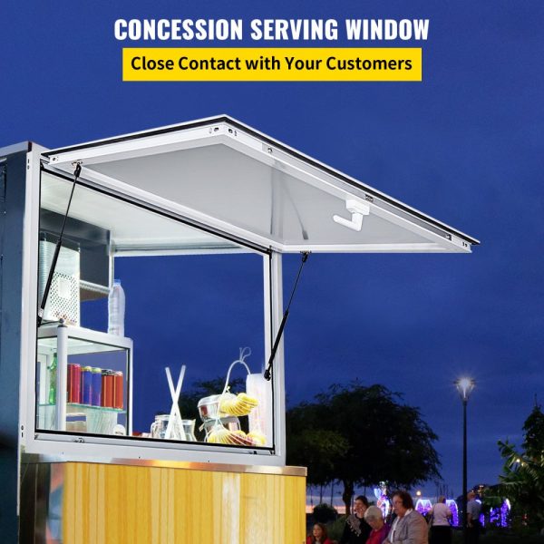 Concession Stand Window Door 53x33 Double-Point Fork Lock Awning Design UpTo 85 Degrees Food Trucks Use No Glass - Image 2