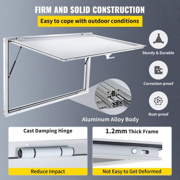Concession Stand Window Door 53x33 Double-Point Fork Lock Awning Design UpTo 85 Degrees Food Trucks Use No Glass - Image 3