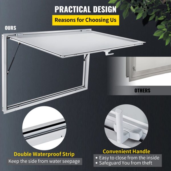 Concession Stand Window Door 53x33 Double-Point Fork Lock Awning Design UpTo 85 Degrees Food Trucks Use No Glass - Image 5