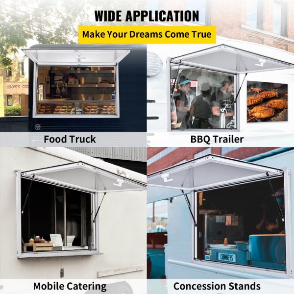 Concession Stand Window Door 53x33 Double-Point Fork Lock Awning Design UpTo 85 Degrees Food Trucks Use No Glass - Image 6