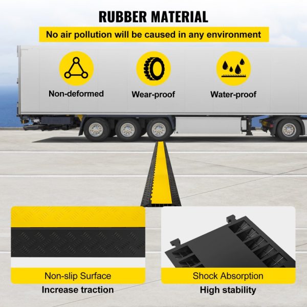 5-Channel Driveway Cable Wire Protectors Heavy Duty Rubber Ramp Protector 18000 LB Capacity - Image 5