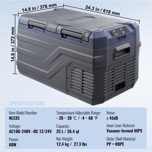 Portable Car Refrigerator Freezer Compressor 25 L Dual Zone for Car Home - Image 7