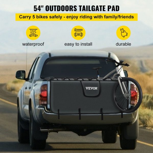 Bike Tailgate Pad for Pickup Trucks 54-Inch Mountain Bike Carrier Up to 5 Bikes Upgraded Design - Image 2