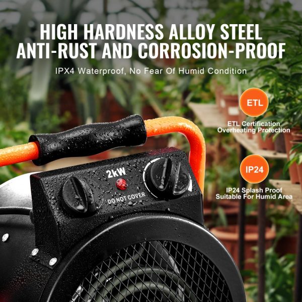 1500W Greenhouse Heater with Overheat Protection Fast Heating Dual Speed Setting for Small Grow Tents Greenhouses Flower Rooms Workspaces IP24 Waterproof - Image 3