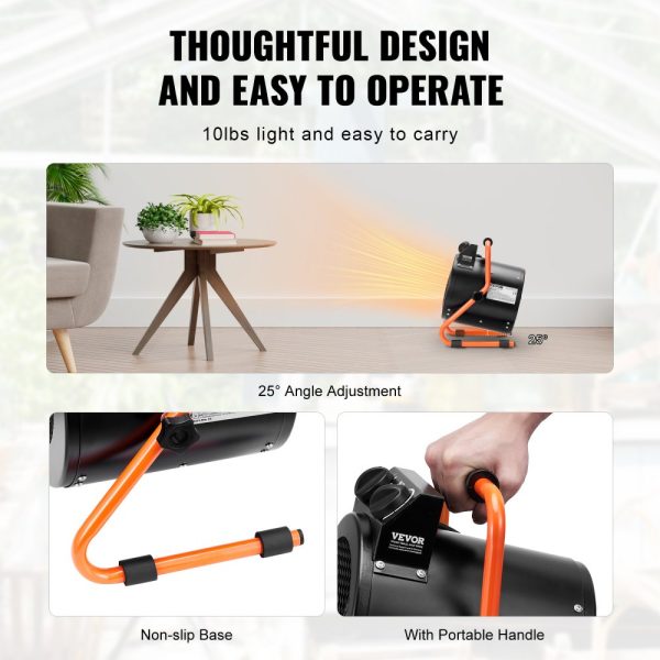 1500W Greenhouse Heater with Overheat Protection Fast Heating Dual Speed Setting for Small Grow Tents Greenhouses Flower Rooms Workspaces IP24 Waterproof - Image 6