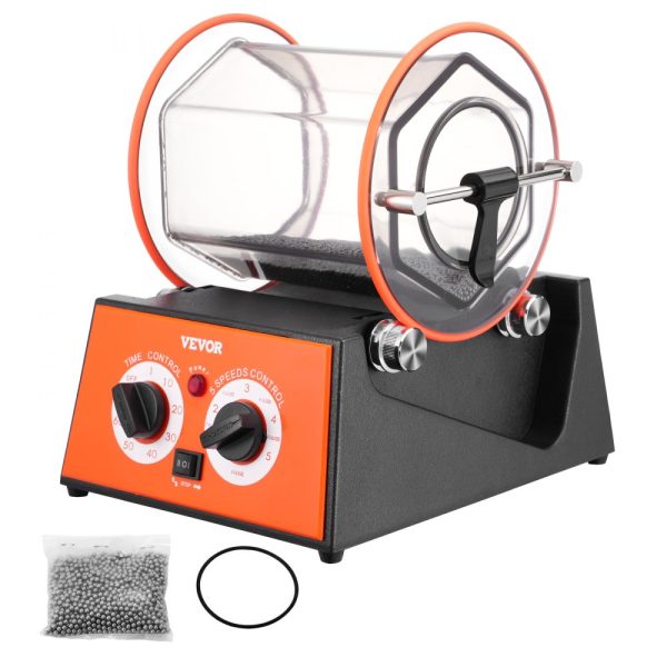 Jewelry Polisher Tumbler 5kg Capacity Mini Rotary Machine with Timer 5 Speeds for Gemstones Jewels Coins