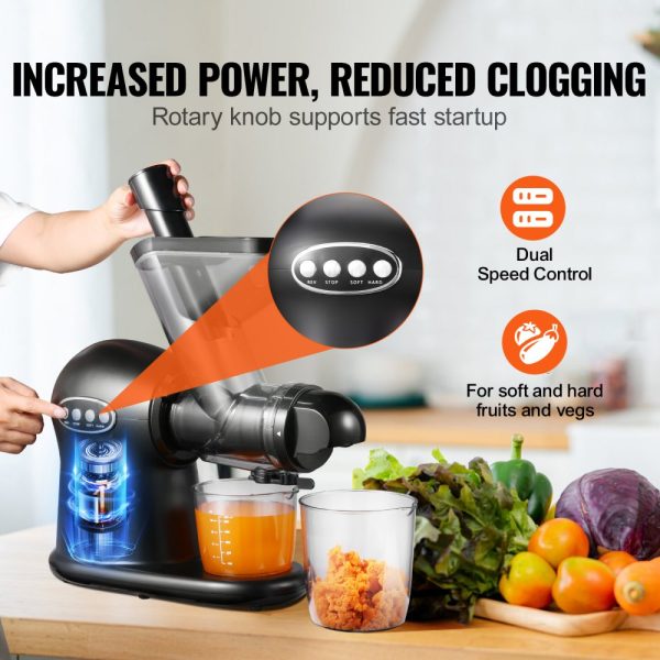 Dual-Speed Cold Press Juicer with Reverse Function, Quiet Motor for Nutrient-Rich Fruits & Vegetables, Easy Clean Design with Brush - Image 4