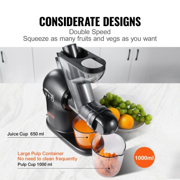 Dual-Speed Cold Press Juicer with Reverse Function, Quiet Motor for Nutrient-Rich Fruits & Vegetables, Easy Clean Design with Brush - Image 5