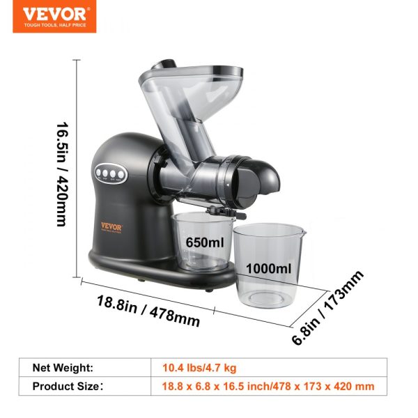 Dual-Speed Cold Press Juicer with Reverse Function, Quiet Motor for Nutrient-Rich Fruits & Vegetables, Easy Clean Design with Brush - Image 7