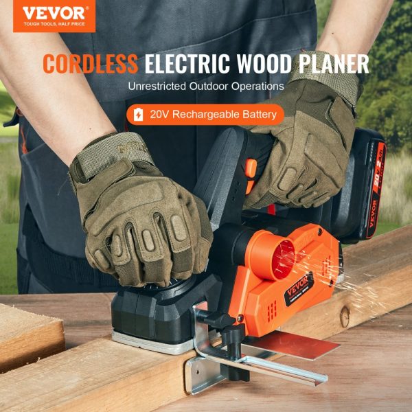 Cordless Electric Hand Planer 3-1/4 inch 16000 RPM Battery Included Adjustable Depth 5/64 inch HSS Blades Dual Dust Outlet for Woodworking Surface Smoothing - Image 2