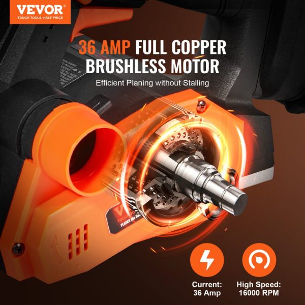 Cordless Electric Hand Planer 3-1/4 inch 16000 RPM Battery Included Adjustable Depth 5/64 inch HSS Blades Dual Dust Outlet for Woodworking Surface Smoothing - Image 3