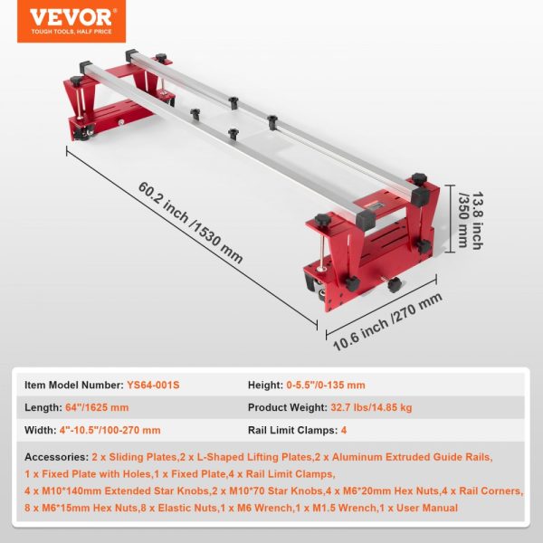 Router Sled Adjustable Wood Slab Flattening Mill Router Jig 64" Length - Image 7