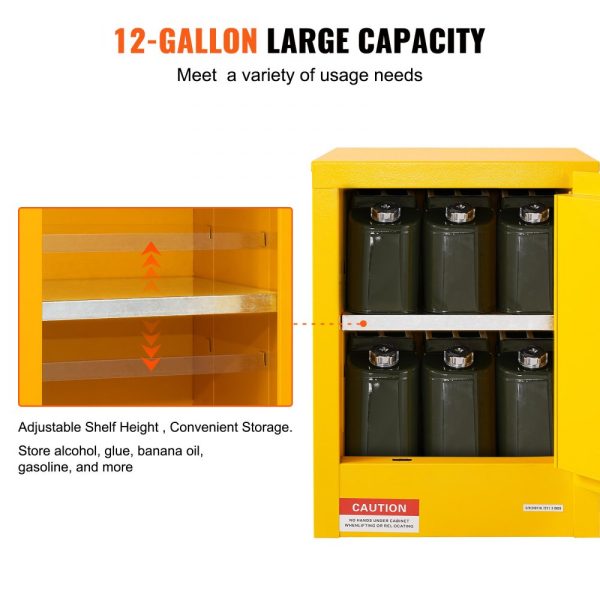 16.9 x 16.9 x 22 Flammable Storage Cabinet - Galvanized Steel, Adjustable Shelf, Commercial, Industrial & Home Use - Image 5