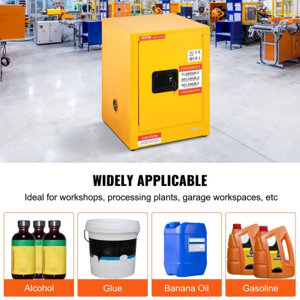 16.9 x 16.9 x 22 Flammable Storage Cabinet - Galvanized Steel, Adjustable Shelf, Commercial, Industrial & Home Use - Image 7