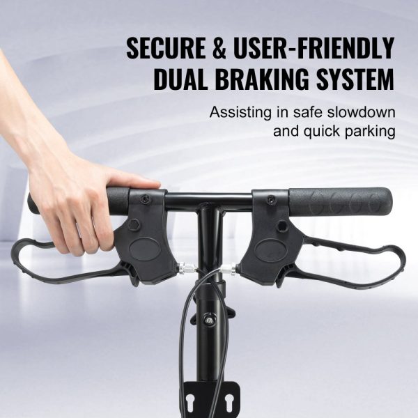 Aluminum Folding Knee Walker with Height-Adjustable Handlebar and Knee Pad, 12 All-Terrain Wheels, Dual Brakes, 350LBS Capacity, Ideal for Leg Recovery - Image 5