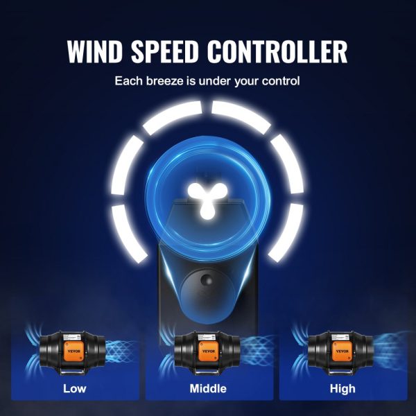 6 Inch Inline Duct Fan HVAC Exhaust Blower Kit AC Variable Speed Control - Image 5