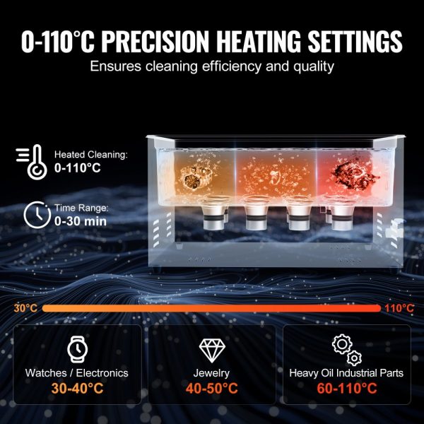 22L Ultrasonic Cleaner with Heater Timer and Stainless Steel Construction, 600W, Degas & Gentle Modes, Knob Control for Machine Parts and Auto Tool Cleaning - Image 4