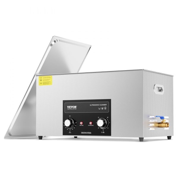 22L Ultrasonic Cleaner with Heater Timer and Stainless Steel Construction, 600W, Degas & Gentle Modes, Knob Control for Machine Parts and Auto Tool Cleaning
