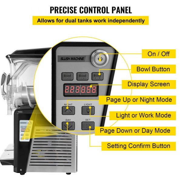 20L Double Bowl Frozen Drink Machine 900W Automatic Cleaning Night Mode Commercial Use - Image 6