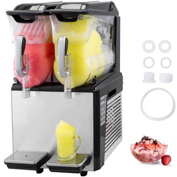 20L Double Bowl Frozen Drink Machine 900W Automatic Cleaning Night Mode Commercial Use