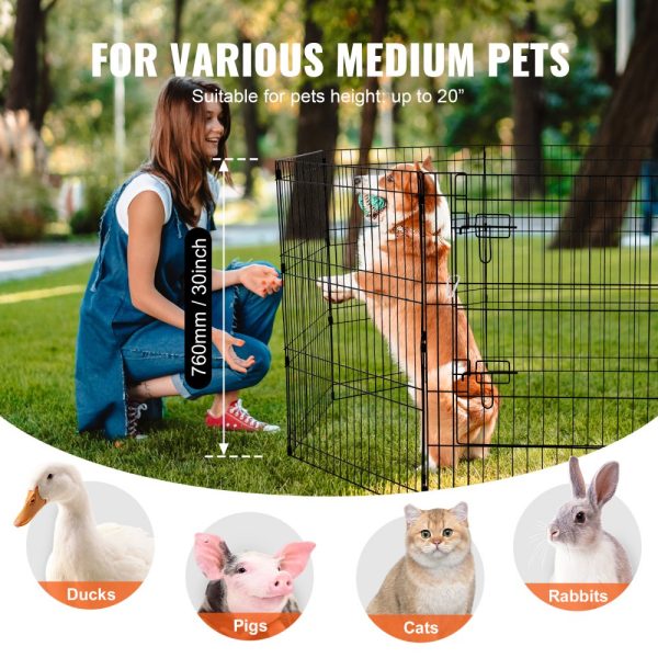 Dog Playpen 8 Panels Foldable Metal Dog Exercise Pen with Bottom Pad 30"H - Image 3