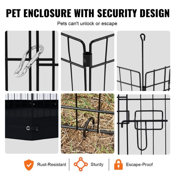 Dog Playpen 8 Panels Foldable Metal Dog Exercise Pen with Bottom Pad 30"H - Image 5