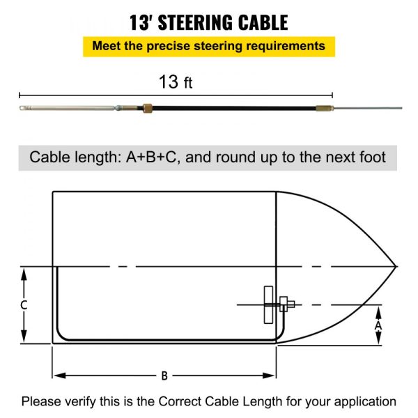 13' Outboard Rotary Steering System with 13 Wheel Boat Steering Cable for Durable Marine Use - Image 3