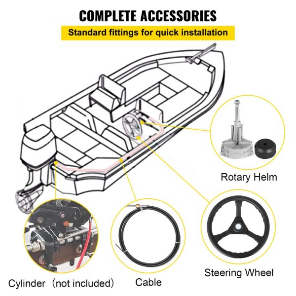 13' Outboard Rotary Steering System with 13 Wheel Boat Steering Cable for Durable Marine Use - Image 6