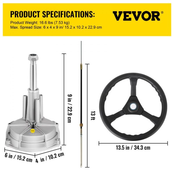 13' Outboard Rotary Steering System with 13 Wheel Boat Steering Cable for Durable Marine Use - Image 7