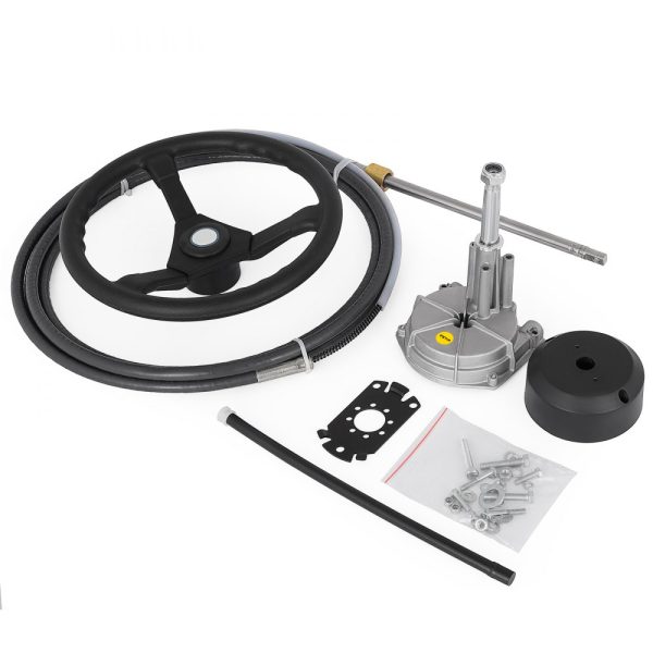 13' Outboard Rotary Steering System with 13 Wheel Boat Steering Cable for Durable Marine Use