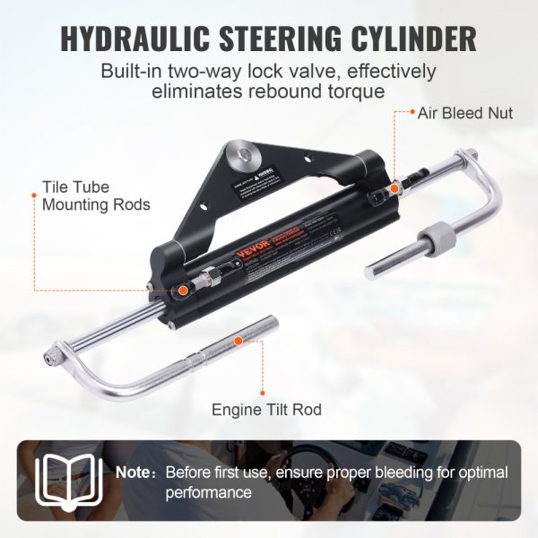 Hydraulic Outboard Steering Kit for Marine Boat Systems with Two-Way Lock Cylinder, 150HP Pump, and High-Strength Nylon Hose for Single Station, Single Engine - Image 5