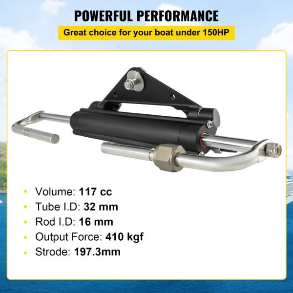 Hydraulic Steering Cylinder HC4645H Front Mount Marine Outboard Boat Steering Kit Up to 150 HP - Image 3
