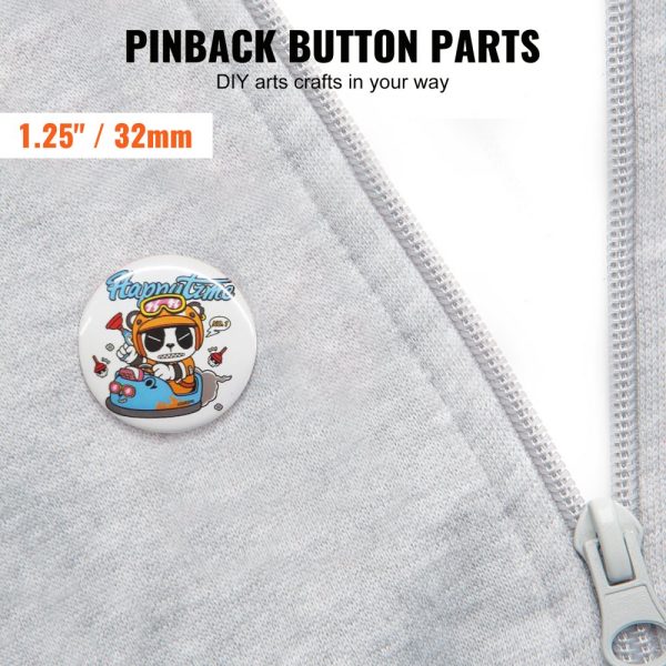 500 Sets 1.25 Pin Back Button Parts DIY Round Badge Components Metal Top Plastic Button Clear Film Blank Paper for Button Making Machine Gifts Machine Not Included - Image 2