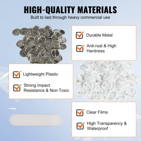 500 Sets 1.25 Pin Back Button Parts DIY Round Badge Components Metal Top Plastic Button Clear Film Blank Paper for Button Making Machine Gifts Machine Not Included - Image 4