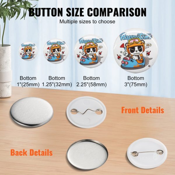 500 Sets 1.25 Pin Back Button Parts DIY Round Badge Components Metal Top Plastic Button Clear Film Blank Paper for Button Making Machine Gifts Machine Not Included - Image 5