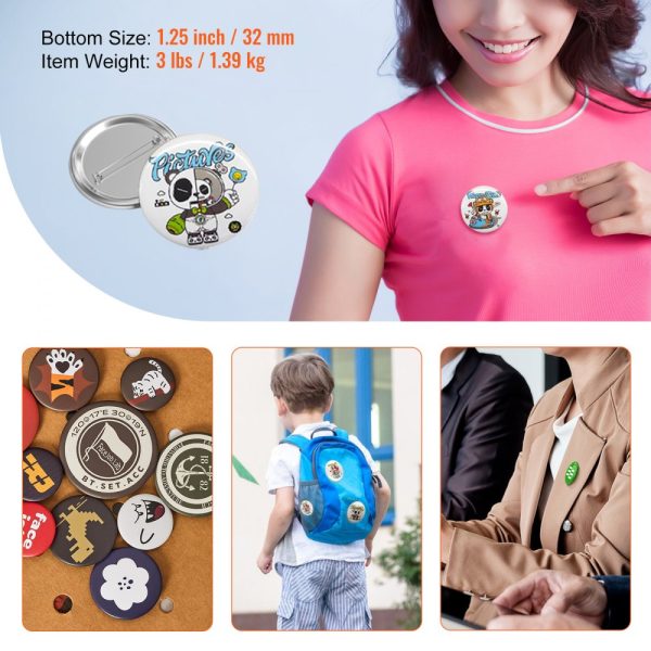 500 Sets 1.25 Pin Back Button Parts DIY Round Badge Components Metal Top Plastic Button Clear Film Blank Paper for Button Making Machine Gifts Machine Not Included - Image 7