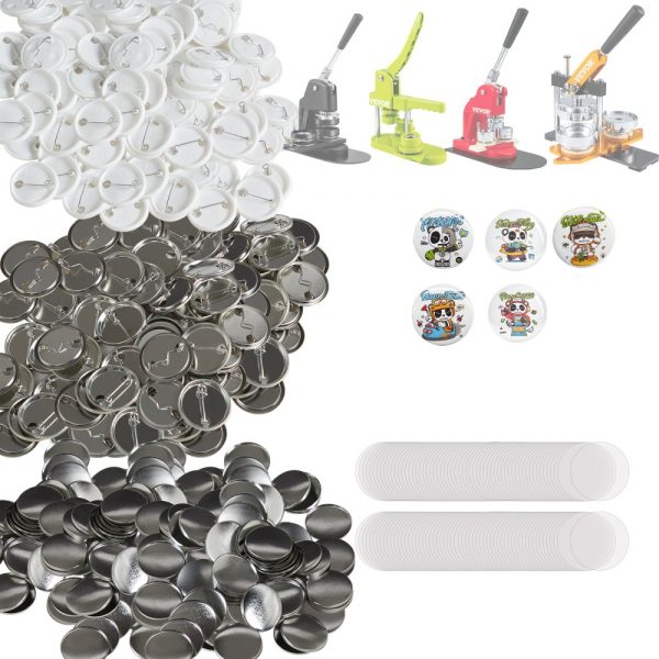 500 Sets 1.25 Pin Back Button Parts DIY Round Badge Components Metal Top Plastic Button Clear Film Blank Paper for Button Making Machine Gifts Machine Not Included