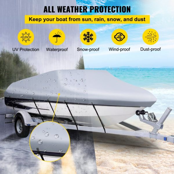 Heavy Duty 210D Marine Grade Polyester Boat Cover for V-Hull Boats 20' to 22' Trailerable Beam Up to 106 with 5 Straps - Image 4