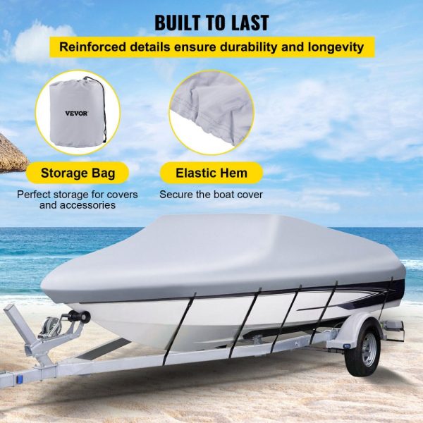 Heavy Duty 210D Marine Grade Polyester Boat Cover for V-Hull Boats 20' to 22' Trailerable Beam Up to 106 with 5 Straps - Image 6
