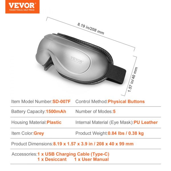 Heated Eye Massager Eye Care Device 5 Modes Bluetooth Music 180° Foldable - Image 7