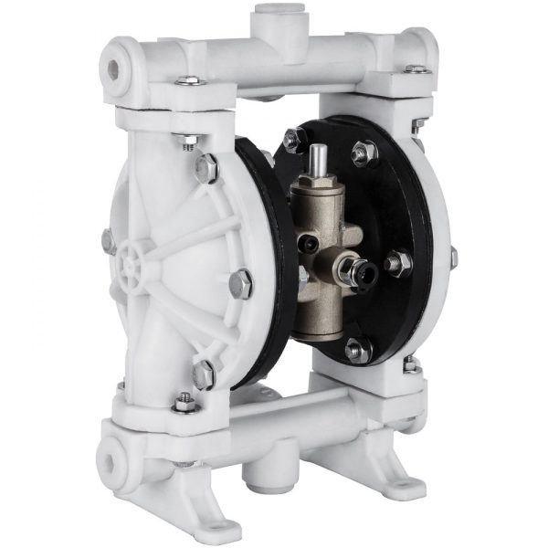 Air-Operated Double Diaphragm Pump 1/2 In Polypropylene Body 2.5 GPM 80 PSI PTFE Diaphragm for Petroleum Transfer