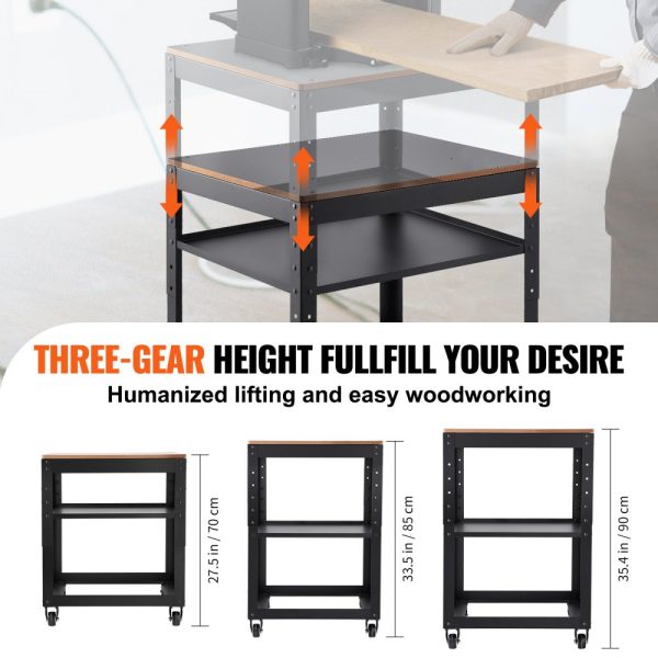 Heavy Duty Planer Stand with 3-Speed Height Adjustable Table, 4 Casters, and Storage Space for Planers, Saws, and Power Tools - Image 3
