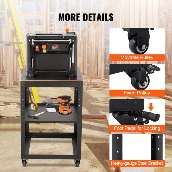 Heavy Duty Planer Stand with 3-Speed Height Adjustable Table, 4 Casters, and Storage Space for Planers, Saws, and Power Tools - Image 6