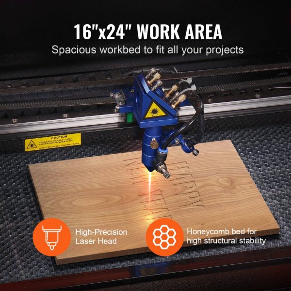 60W CO2 Laser Engraver with 16x24-inch Cutting Bed and 19.7 IPS Resolution, Dual-Axis Air-Assisted Design, Compatible with Major Design Software, for Wood, Acrylic, Fabric, and More - Image 4
