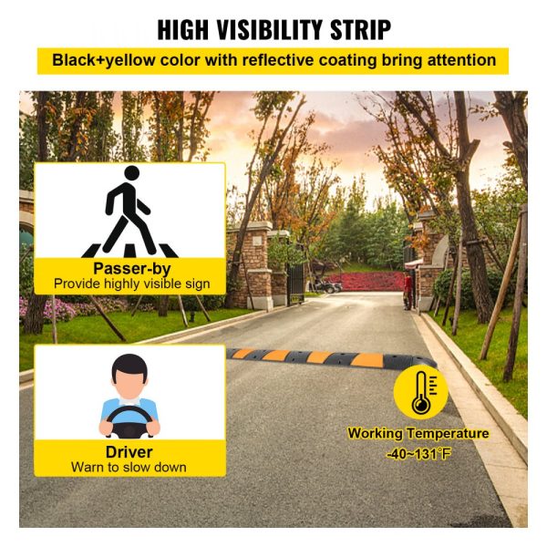 2-Pack 2-Channel Modular Rubber Speed Bump 72-Inch Long 22000 LBS Rated for Asphalt Concrete Gravel Driveways with End Caps - Image 5