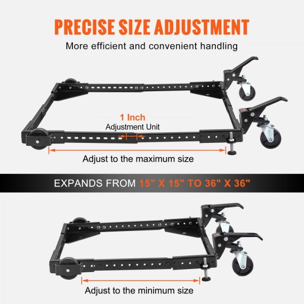 Mobile Base, 700 lbs Capacity, Adjustable from 15x15 to 36x36 inches, Heavy Duty Universal Stand for Woodworking Equipment, Power Tools, with Swivel Wheels - Image 4